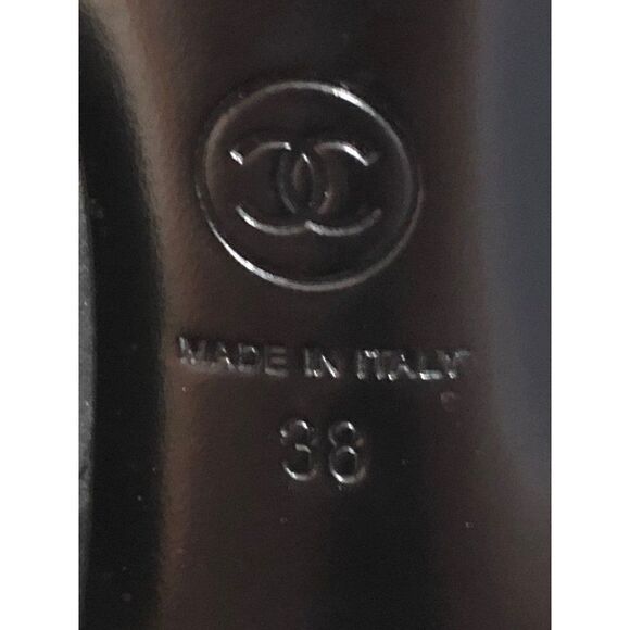 CHANEL CC Womens Heels Ankle Boots Booties Black Leather Size 38 - Picture 10 of 11